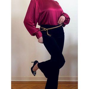 Theory - Black Velvet Low Rise Wide Leg Trousers (XS-S)